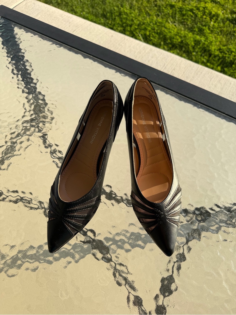 Adrienne Vittadini Black Pointed-Toe Heels with Pleated Accent